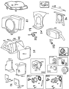 Blowerhsg,mufflers,shielding Diagram and Parts List for 402451-0691-XX  Briggs and Stratton Engine